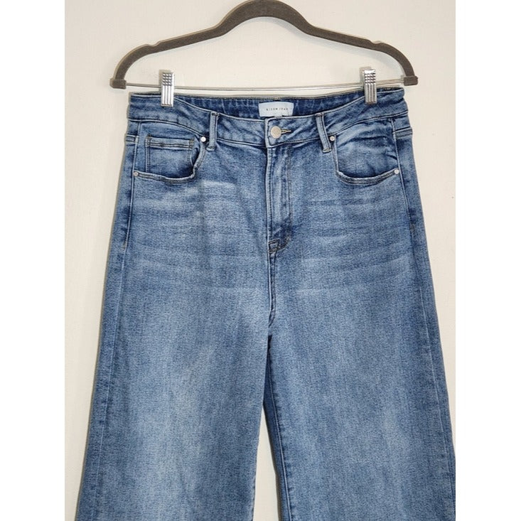 Risen Light Wash Distressed Wide Leg Jeans Size 15/32