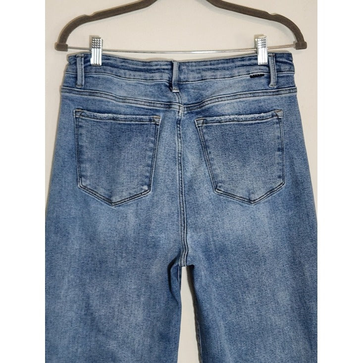 Risen Light Wash Distressed Wide Leg Jeans Size 15/32