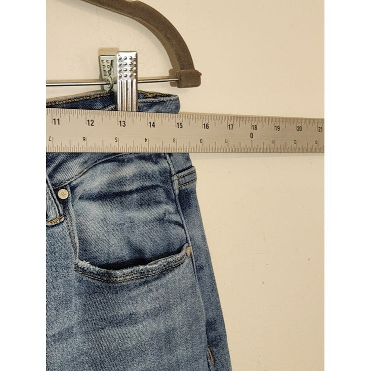 Risen Light Wash Distressed Wide Leg Jeans Size 15/32