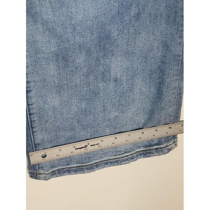Risen Light Wash Distressed Wide Leg Jeans Size 15/32