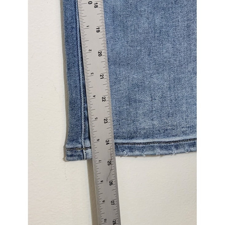 Risen Light Wash Distressed Wide Leg Jeans Size 15/32