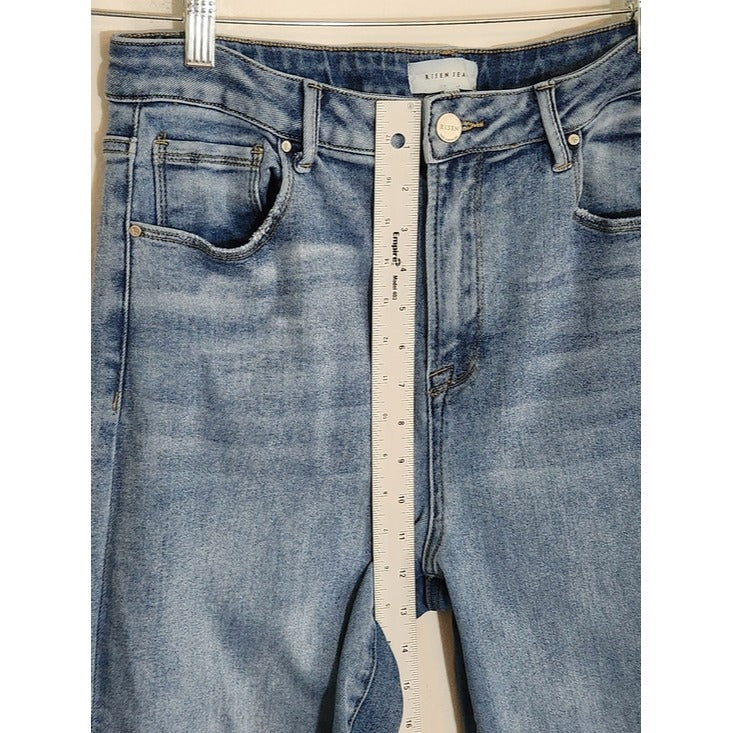 Risen Light Wash Distressed Wide Leg Jeans Size 15/32