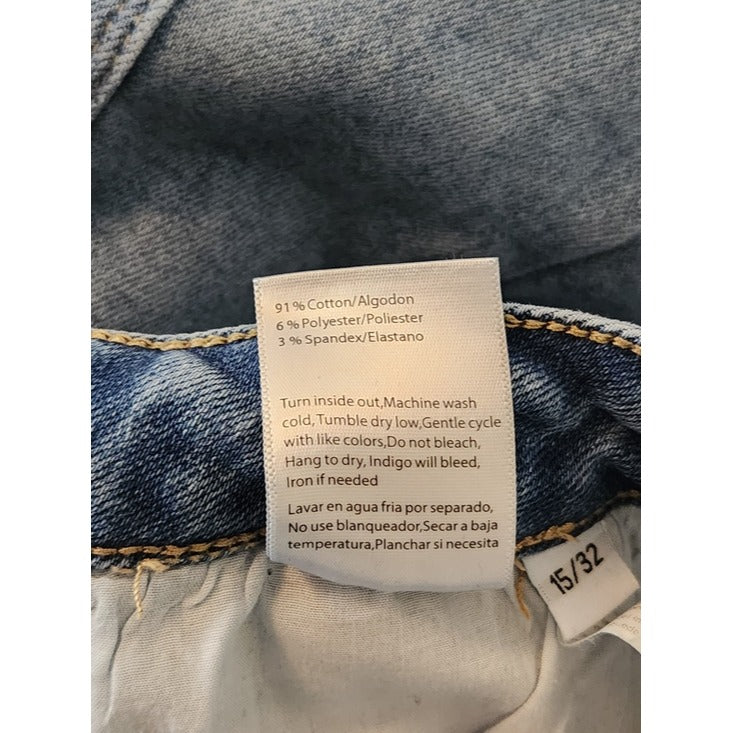 Risen Light Wash Distressed Wide Leg Jeans Size 15/32