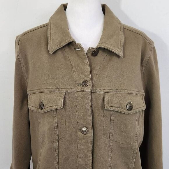 D&Co. Olive Green Jacket Green Stretch Knit Jacket Size Medium