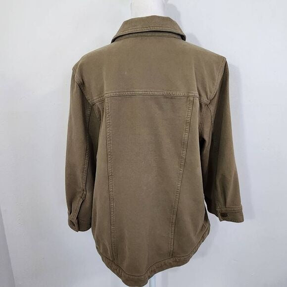 D&Co. Olive Green Jacket Green Stretch Knit Jacket Size Medium