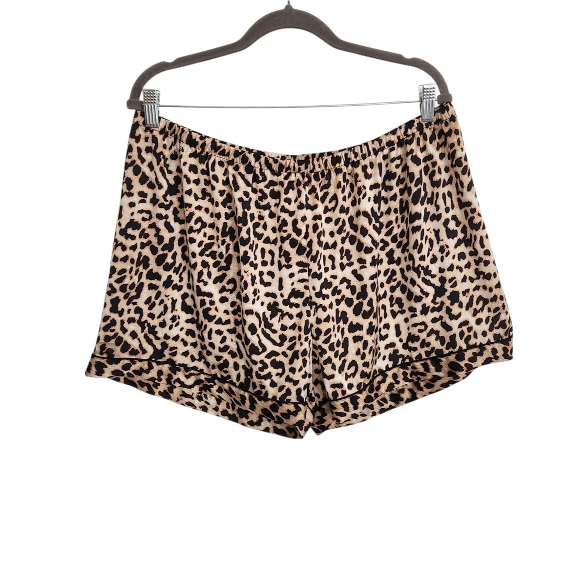 Ekouaer Leopard Print Button Down Pajama Shorts Set Size XXL