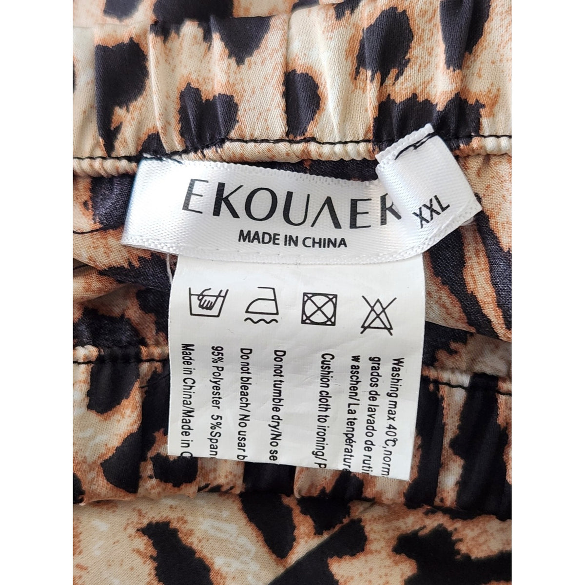 Ekouaer Leopard Print Button Down Pajama Shorts Set Size XXL