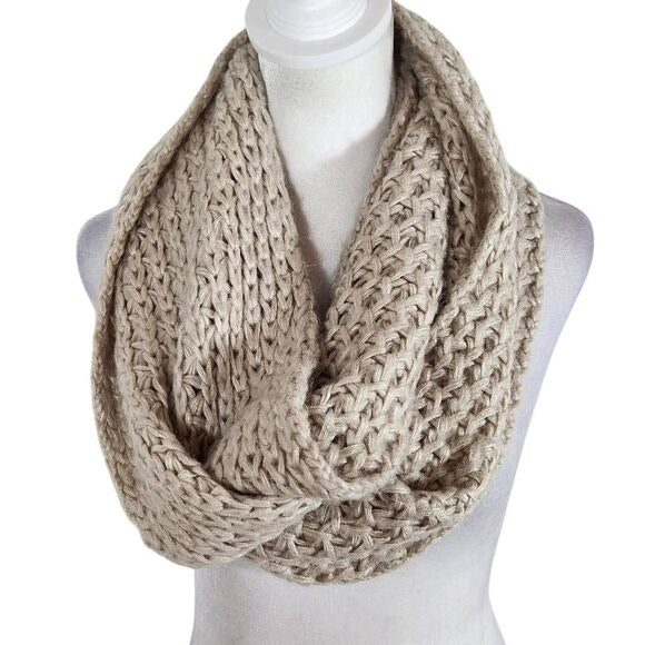 Aeropostale Tan Chunky Knit Scarf One Size Khaki Knit Infinity Scarf