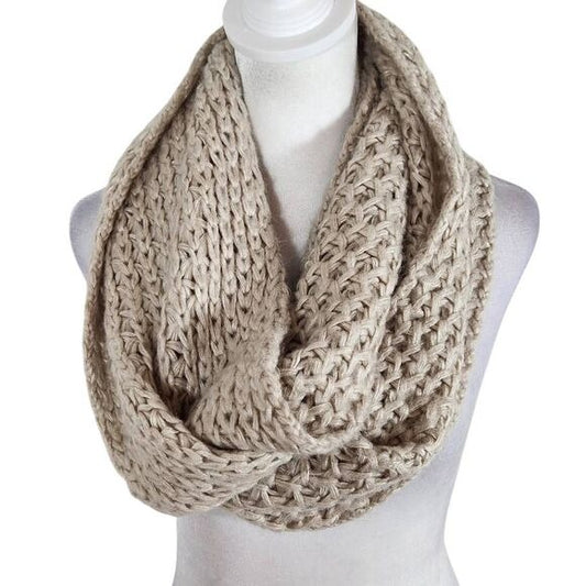Aeropostale Tan Chunky Knit Scarf One Size Khaki Knit Infinity Scarf