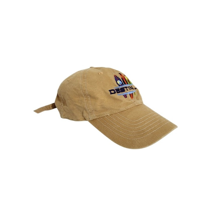 Destin Florida Khaki Embroidered Surfboard Baseball Hat One Size Adjustable