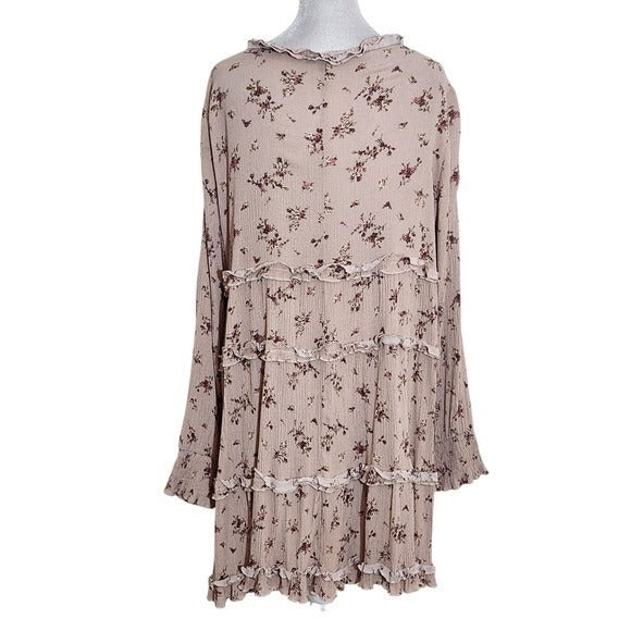 Oddy Pink Floral Ruffle Mini Dress Size 1XL Pink V-neck Ruffle Dress