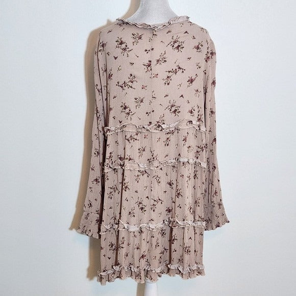 Oddy Pink Floral Ruffle Mini Dress Size 1XL Pink V-neck Ruffle Dress