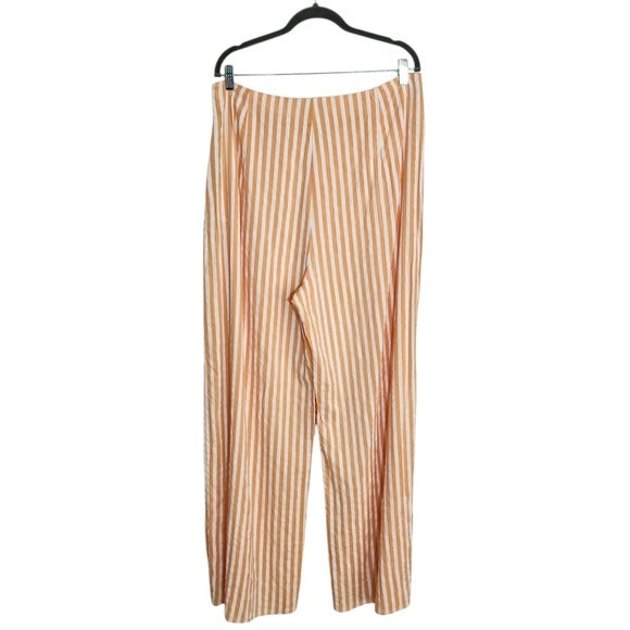 The Sang Peach and White Striped Wide Leg Pants Size 1X