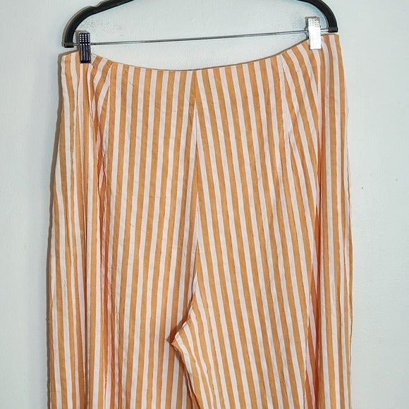 The Sang Peach and White Striped Wide Leg Pants Size 1X
