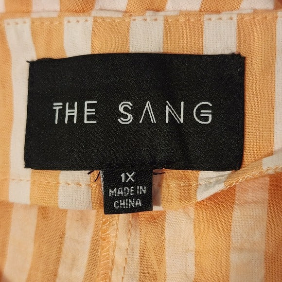 The Sang Peach and White Striped Wide Leg Pants Size 1X