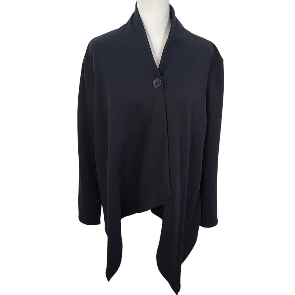 D&Co. Black Cardigan Size Small QVC Black Single Button Cardigan