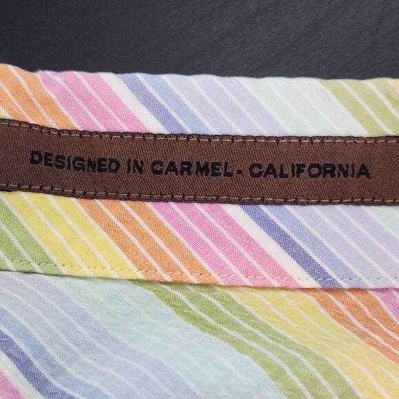 Robert Talbott Rainbow Striped Short Sleeve Button-Down Shirt Size XL