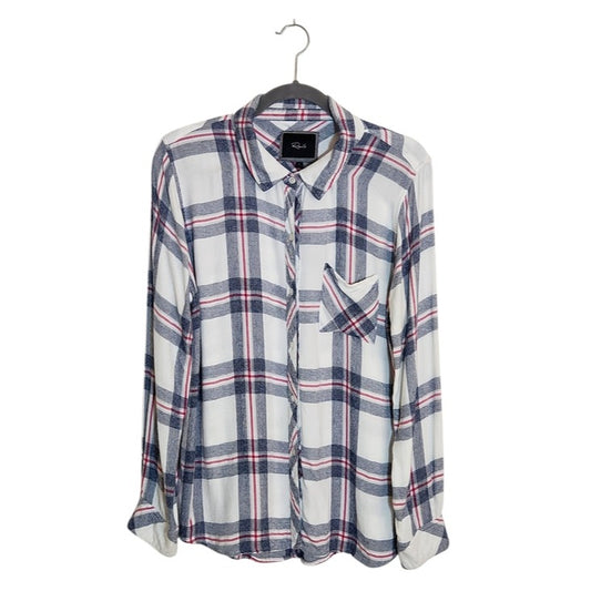 Rails White Plaid Button Down Shirt Size Large
