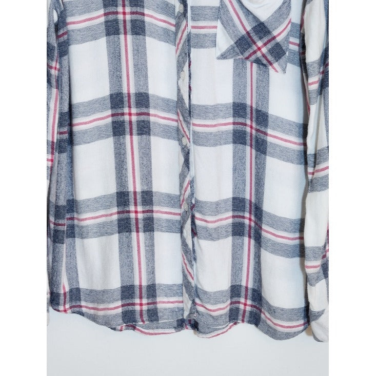 Rails White Plaid Button Down Shirt Size Large