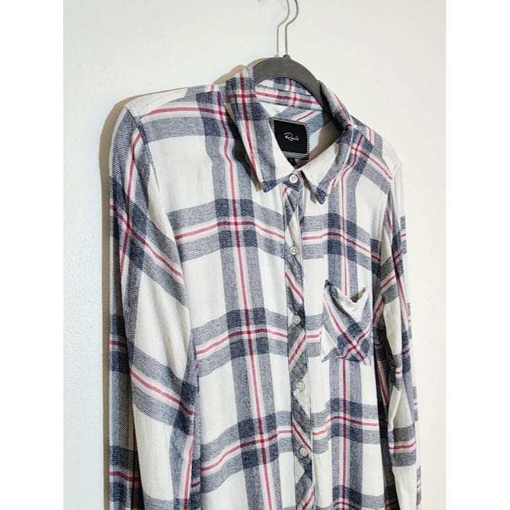 Rails White Plaid Button Down Shirt Size Large