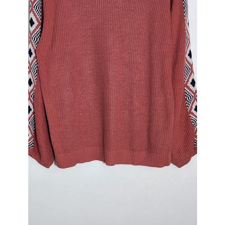 Canyon Retreat Rose Pink Oversized Boho Southwestern Sweater Size Large
