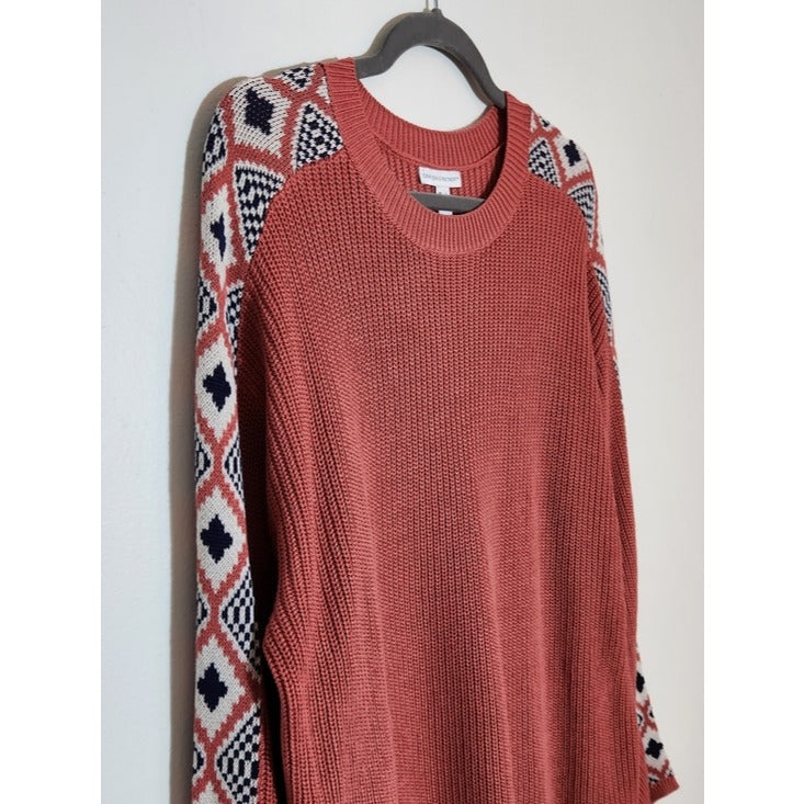 Canyon Retreat Rose Pink Oversized Boho Southwestern Sweater Size Large