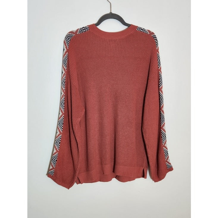 Canyon Retreat Rose Pink Oversized Boho Southwestern Sweater Size Large