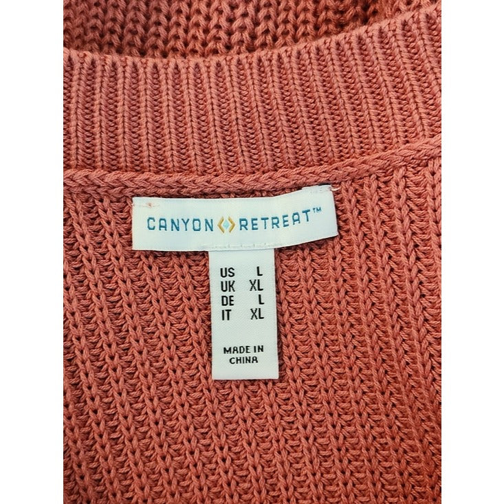 Canyon Retreat Rose Pink Oversized Boho Southwestern Sweater Size Large