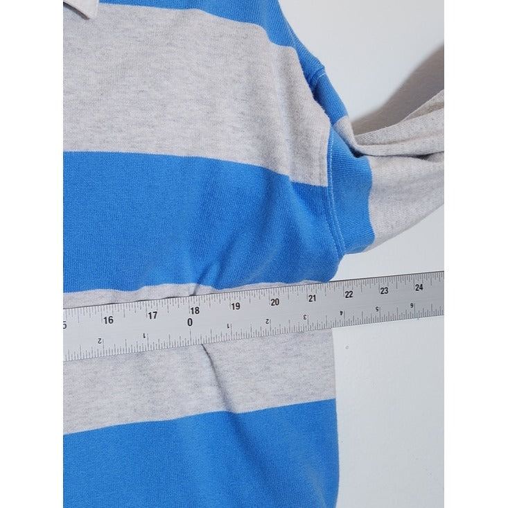 aerie Blue and Gray Stripe Cropped Rugby Shirt Size Small