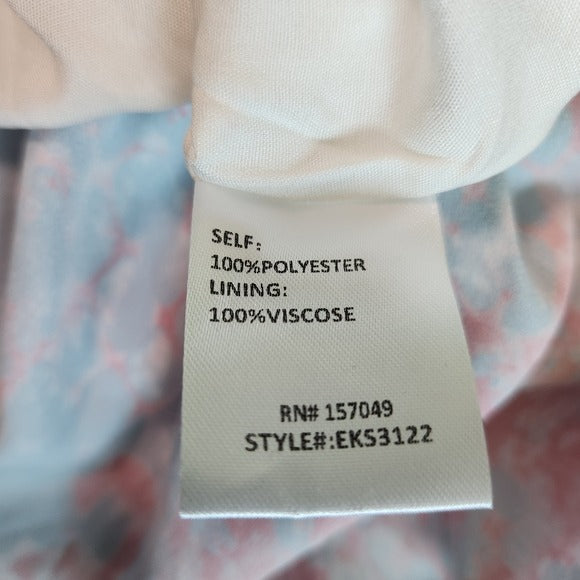 Fanco Smocked Floral Blue and Pink Ruffle Skirt Size Small Floral Mini Skirt, New