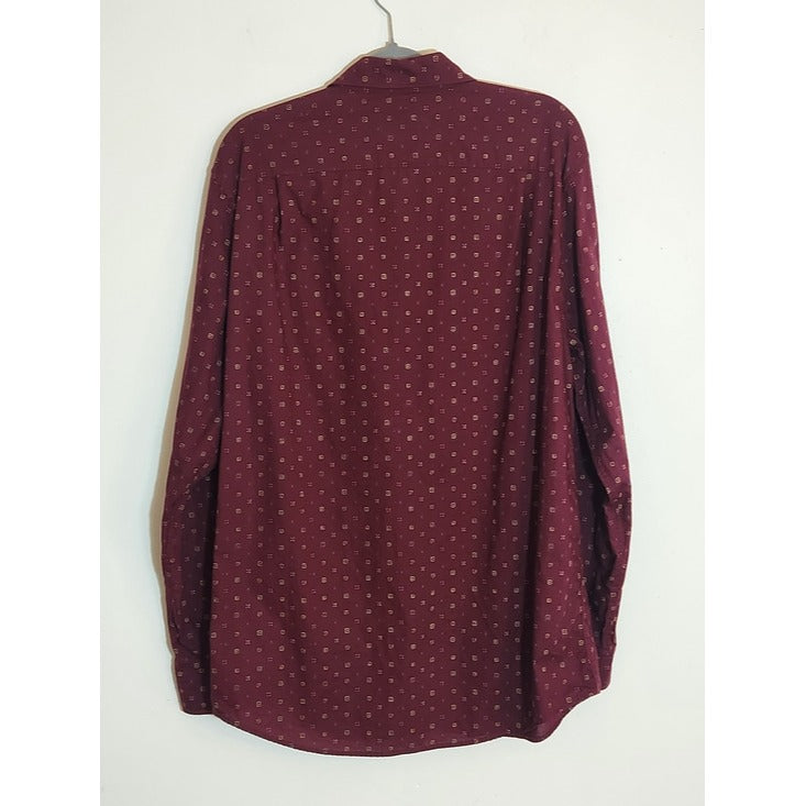 American Eagle Burgundy Print Classic Fit Button Down Shirt Size XL Tall