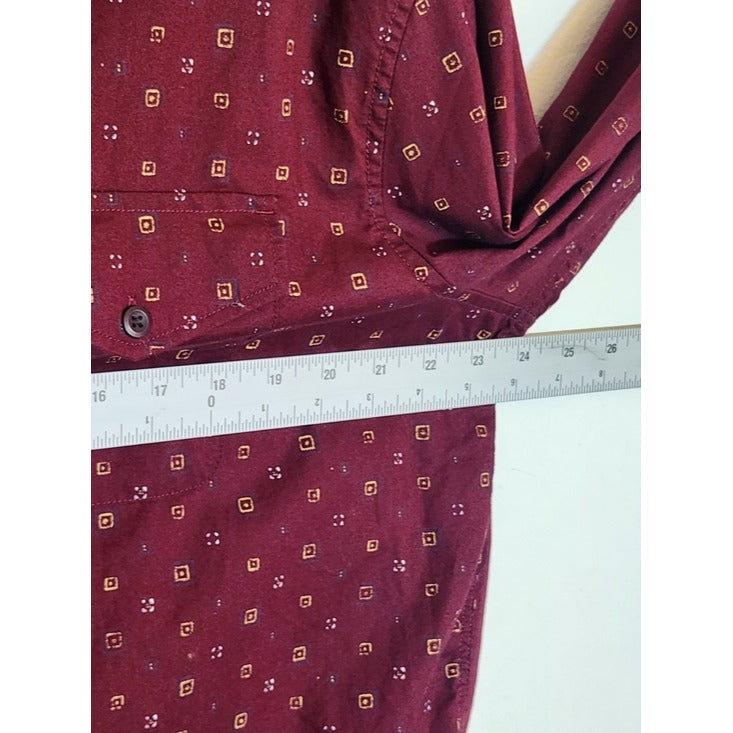 American Eagle Burgundy Print Classic Fit Button Down Shirt Size XL Tall