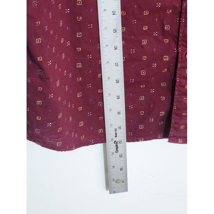 American Eagle Burgundy Print Classic Fit Button Down Shirt Size XL Tall