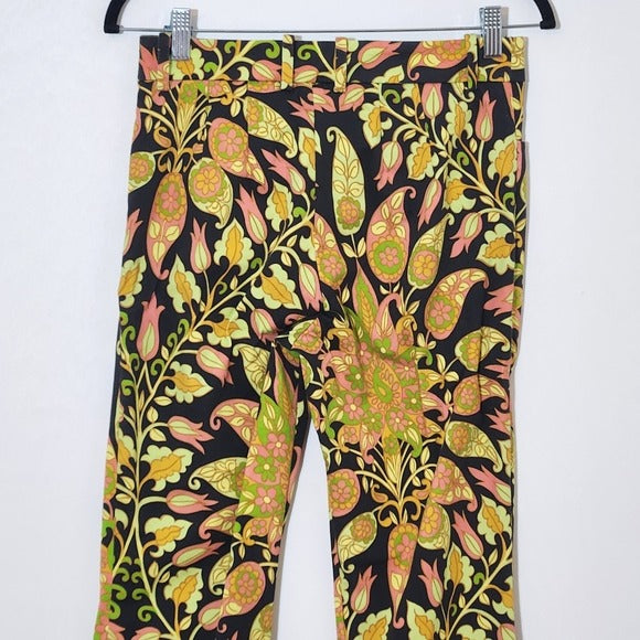 Zara Black Floral Paisley Flare Pants Size Small Zara Flare Leg Retro Pants