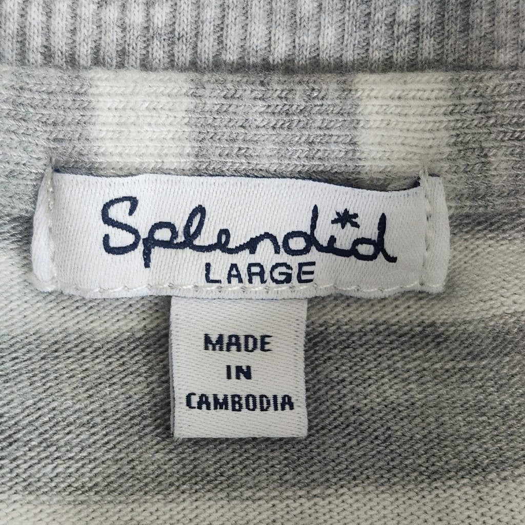 Splendid Gray and White Stripe Long Sleeve Knit Top Size Large Gray Pullover