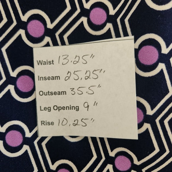 Zara Navy and Purple Retro print Flare Leg Cropped Pants Size Small