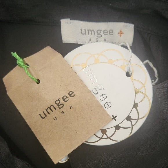 Umgee Black Satin Collared Button-Up Tunic Size 1X NWT