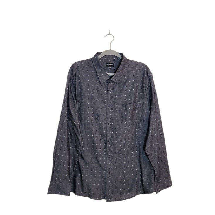Haggar Dot Print Charcoal Gray Button Down Shirt Size XXL