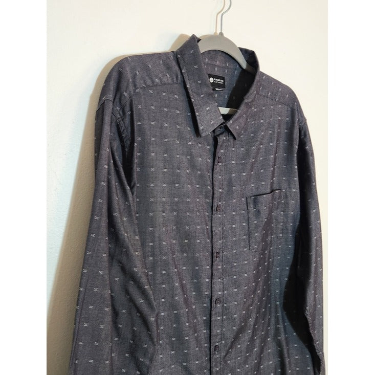 Haggar Dot Print Charcoal Gray Button Down Shirt Size XXL
