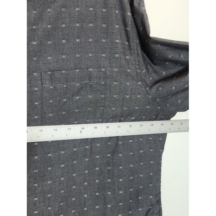 Haggar Dot Print Charcoal Gray Button Down Shirt Size XXL