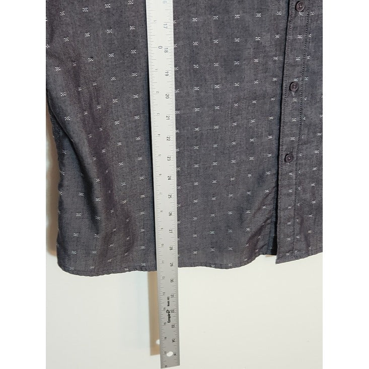 Haggar Dot Print Charcoal Gray Button Down Shirt Size XXL