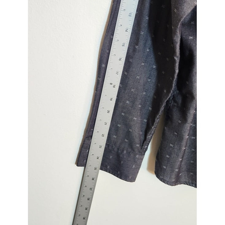 Haggar Dot Print Charcoal Gray Button Down Shirt Size XXL