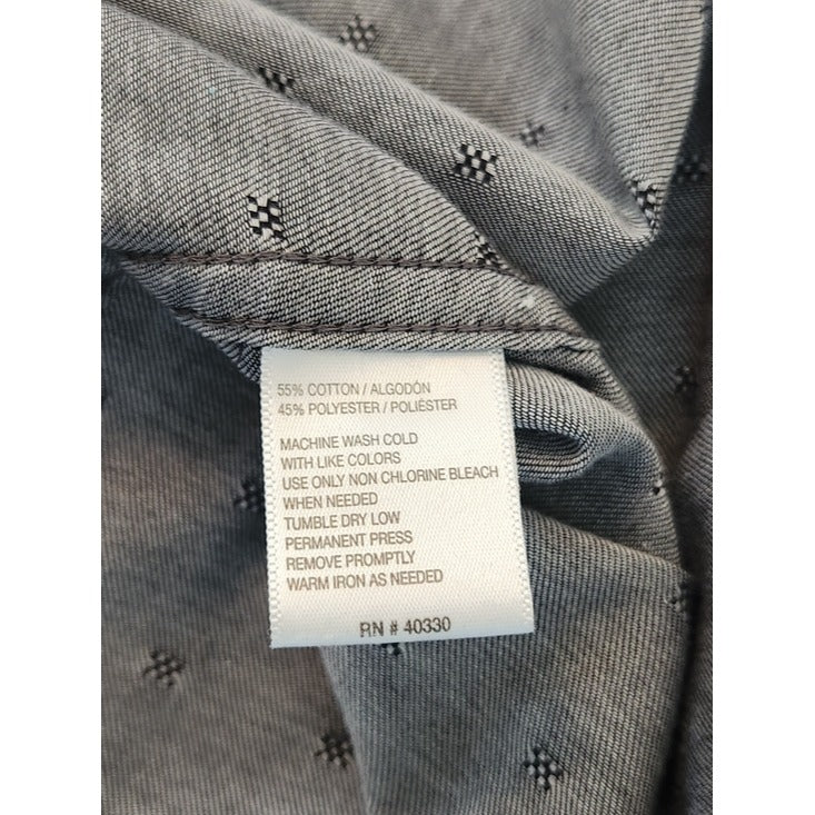 Haggar Dot Print Charcoal Gray Button Down Shirt Size XXL
