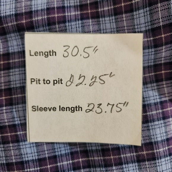 Roundtree & Yorke Men's Blue Plaid Shirt Size Medium Blue and Purple Men's Shirt