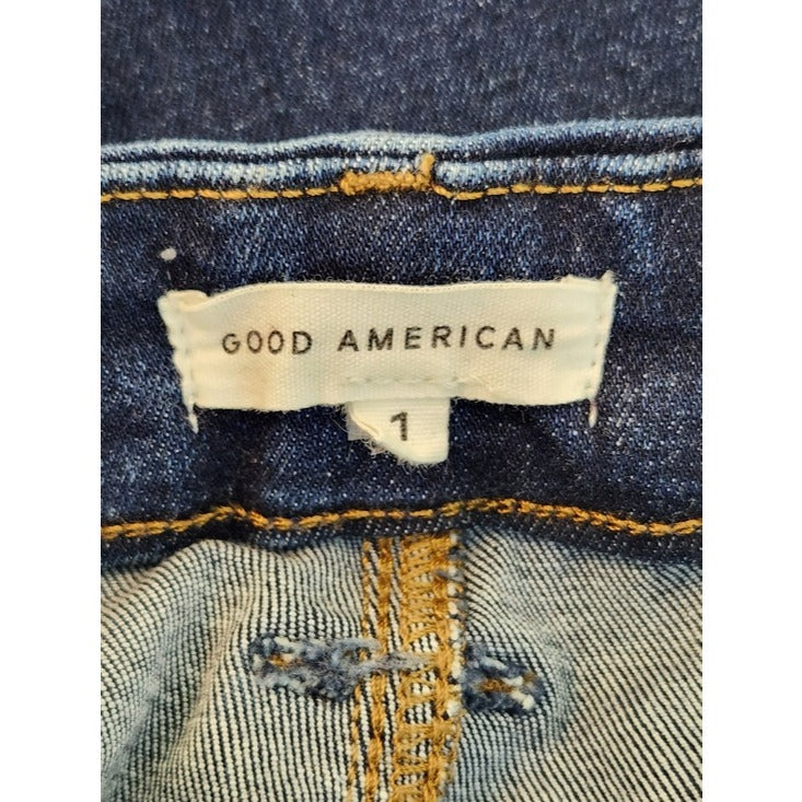 Good American Dark Wash Pull On Flare Leg Jeans Size 1