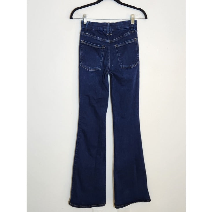 Good American Dark Wash Pull On Flare Leg Jeans Size 1