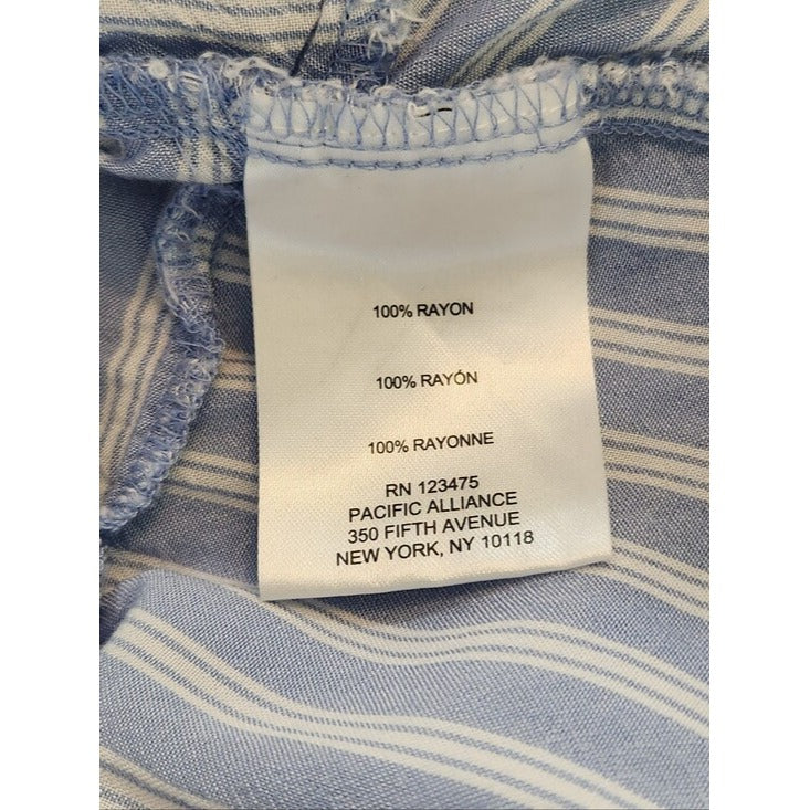 Jones New York Blue and White Stripe Button Down Top with Tie Front Size Large