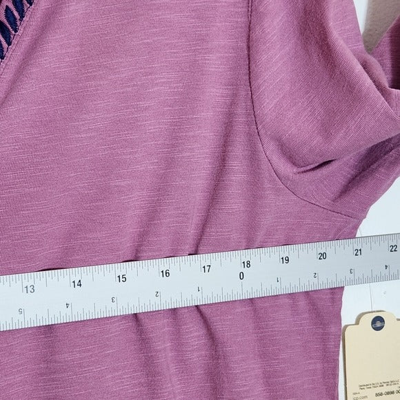 St. John’s Bay Boho Purple Top with Embroidered Detail Size Petite Large NWT