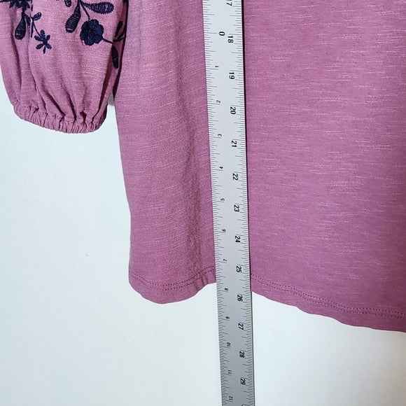 St. John’s Bay Boho Purple Top with Embroidered Detail Size Petite Large NWT