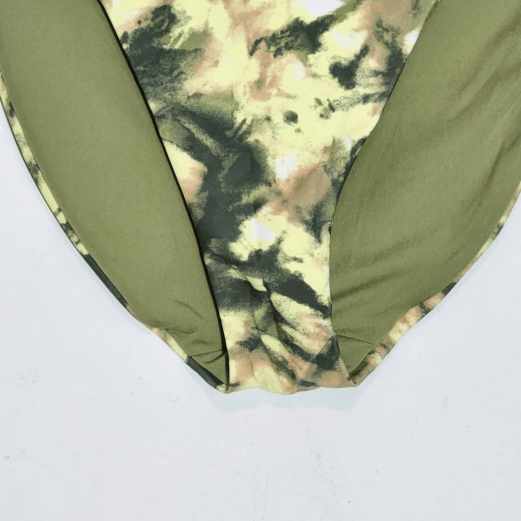 Aerie Green Abstract Print Bikini Bottoms NWTT Size Large Full Coverage Bottoms
